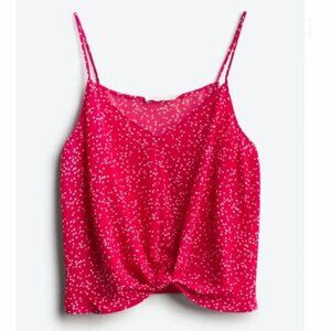 NWT Lush Devon Knot Front Cami Blouse Top Small S Red